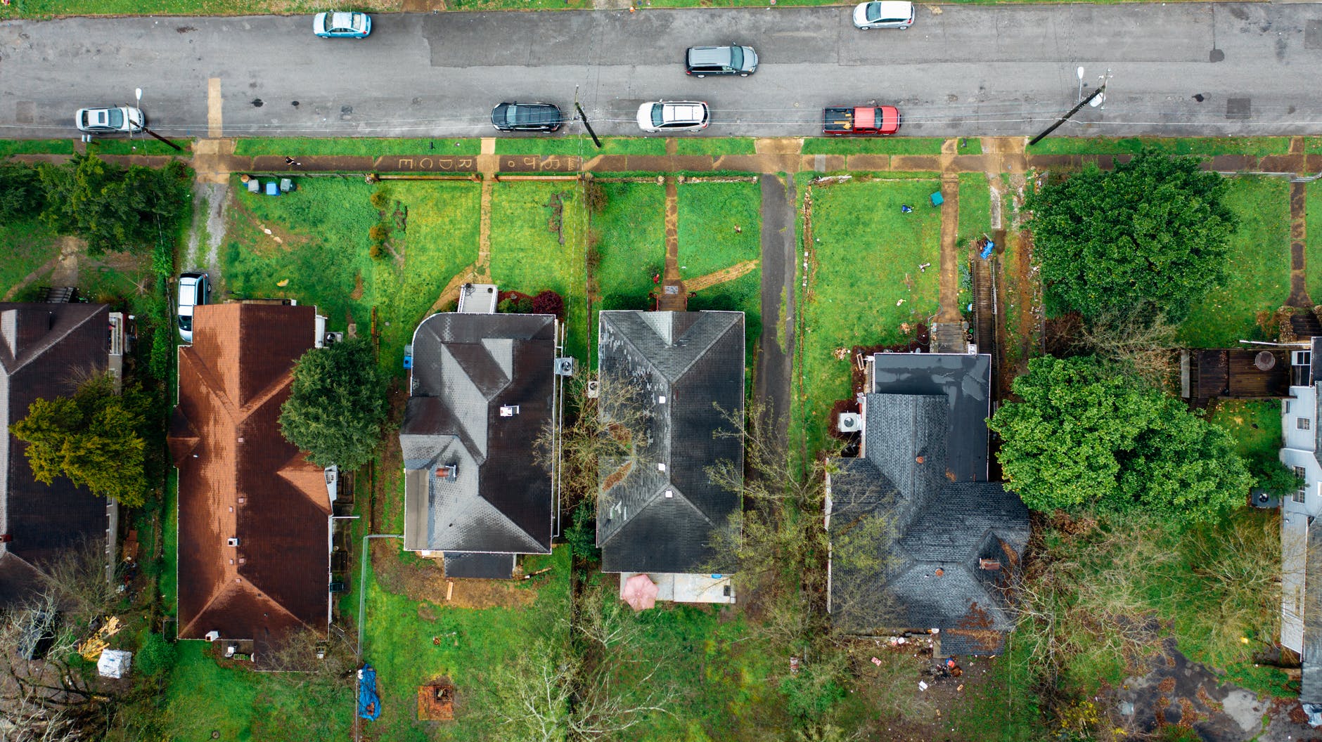 aerial shot of houses